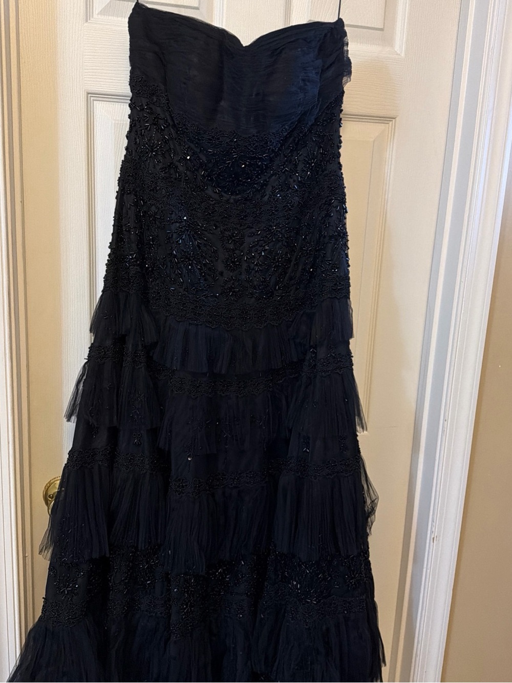 Stephen Yearick Original Black Beaded Mother of Bride/Groom Formal Gown Sz 10-12